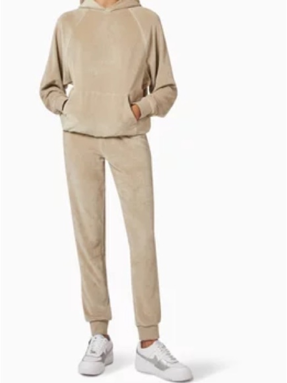 Fear of God Essentials Velour Hoodie & Jogger Set Beige Both Size Medium